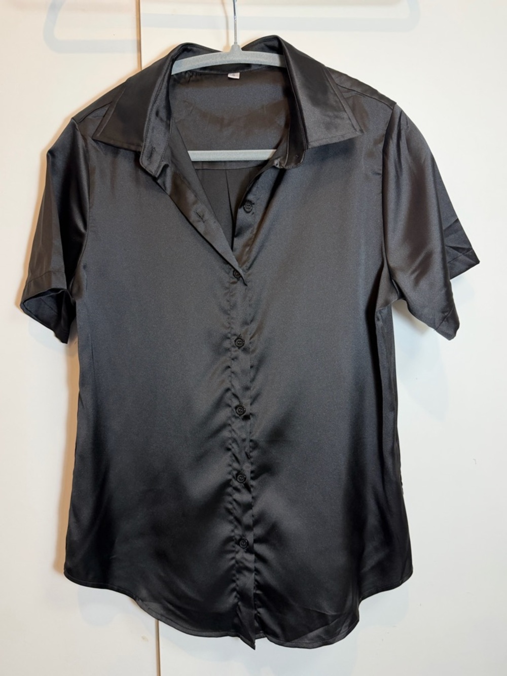 NWT Amazon Satin Short-Sleeve Button Down Shirt too late to return